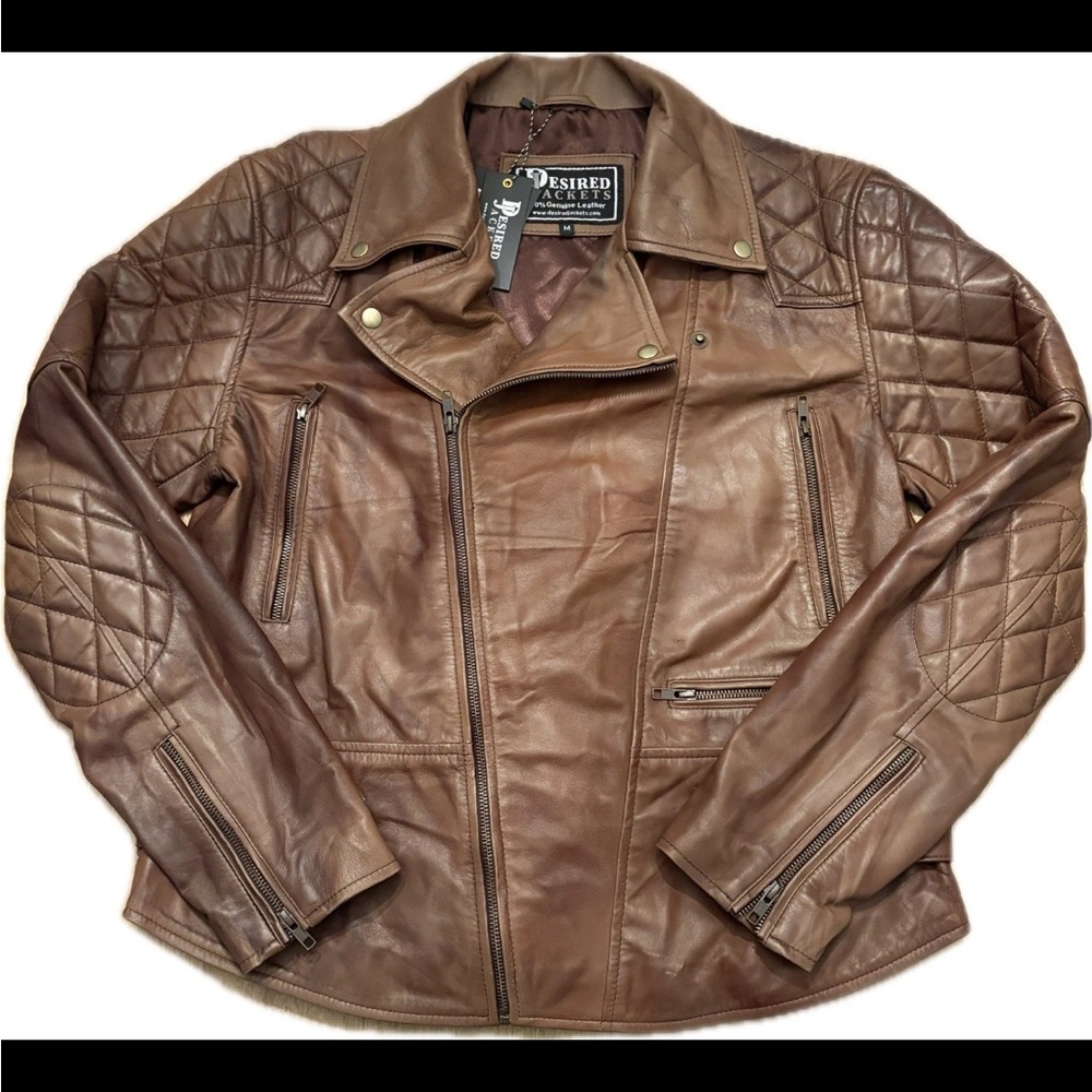 Desired Jackets Men's Leather Brown Jacket size M, New w/tags